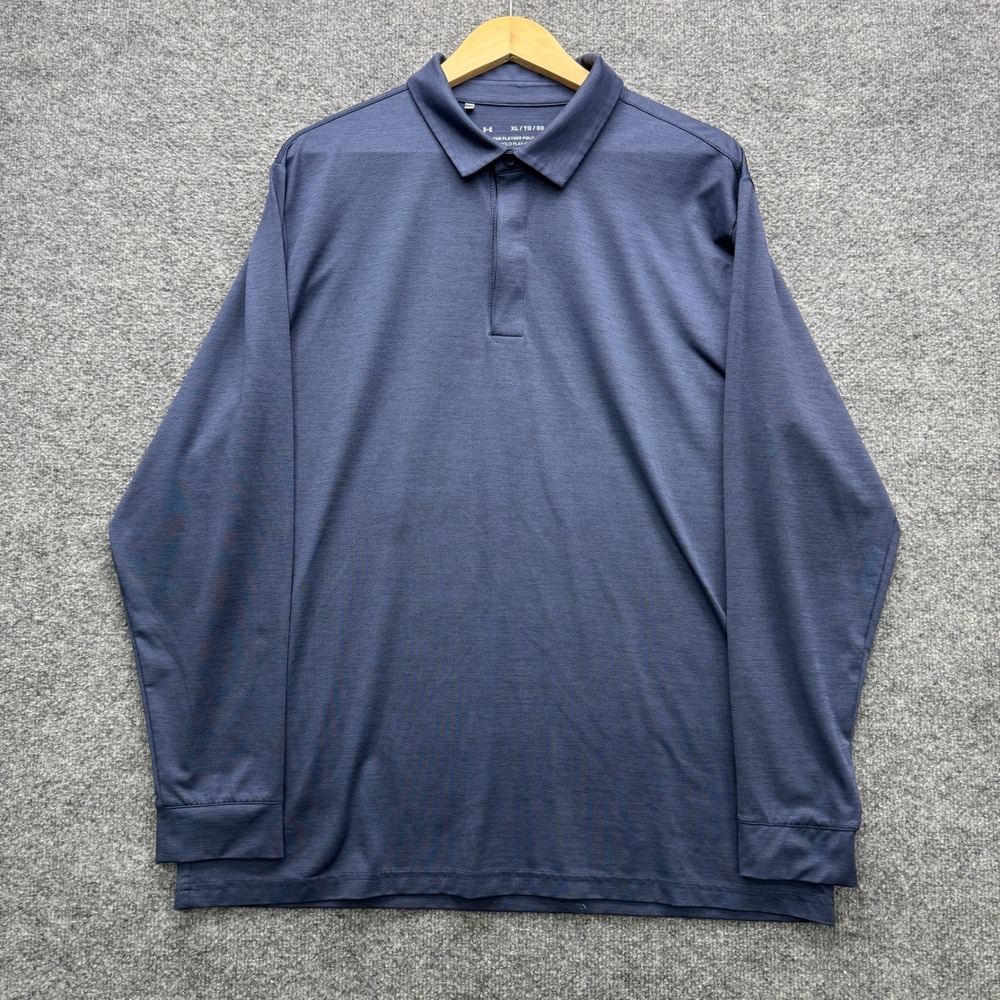 Under Armour The Playoff Polo Shirt Mens XL Blue Long Sleeve Golf Athletic